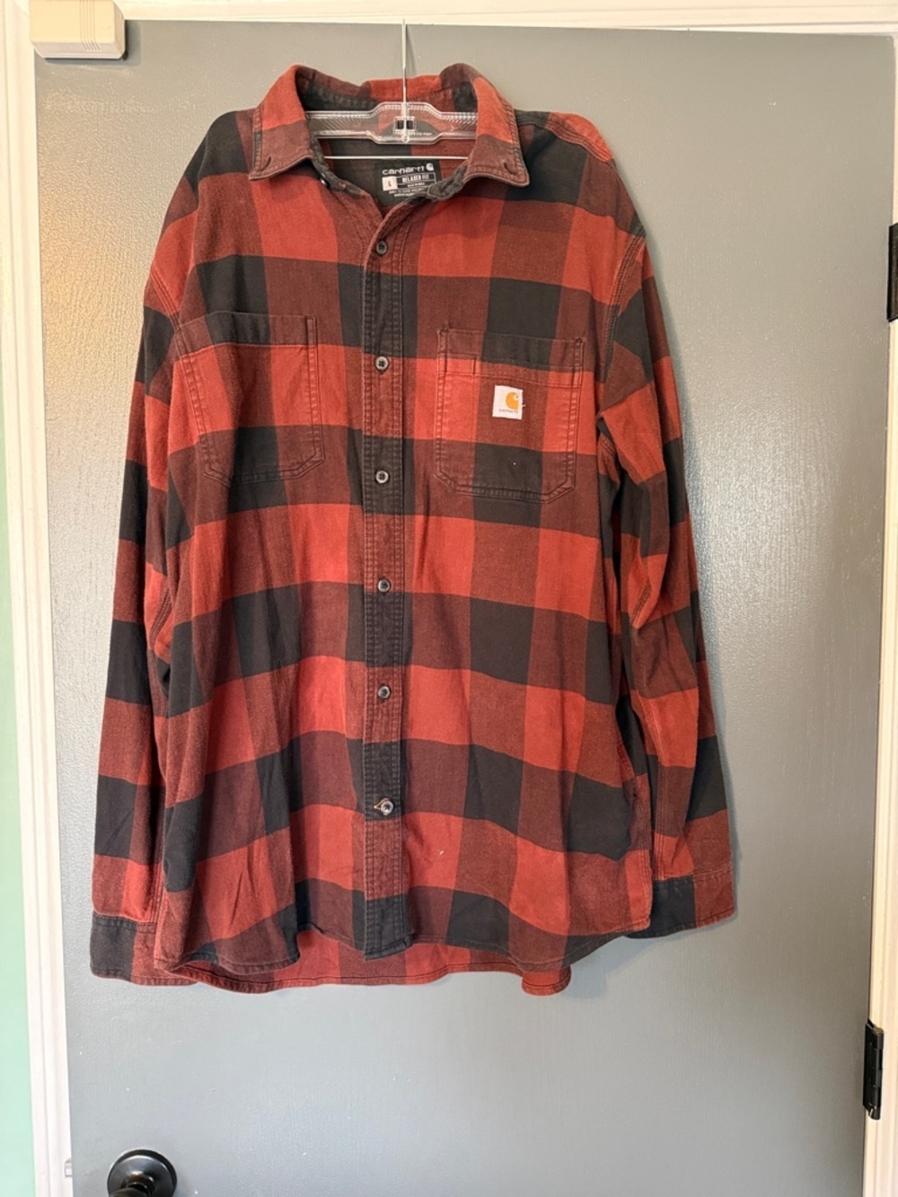 Carhartt Red and Black Plaid Flannel Shirt